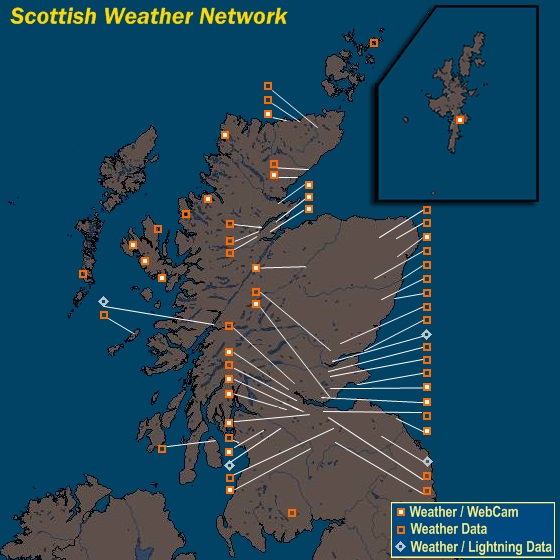 Mesomap of Scottish Weather Network Stations